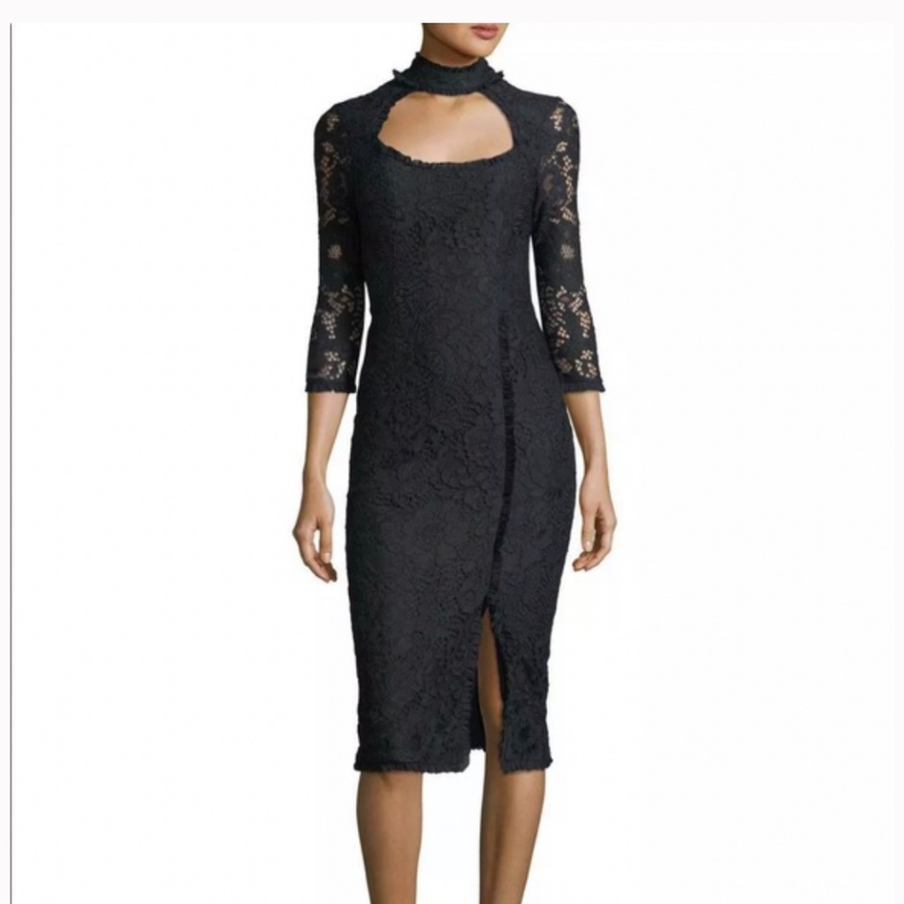 Alexis Lace Dress High Neck Midi